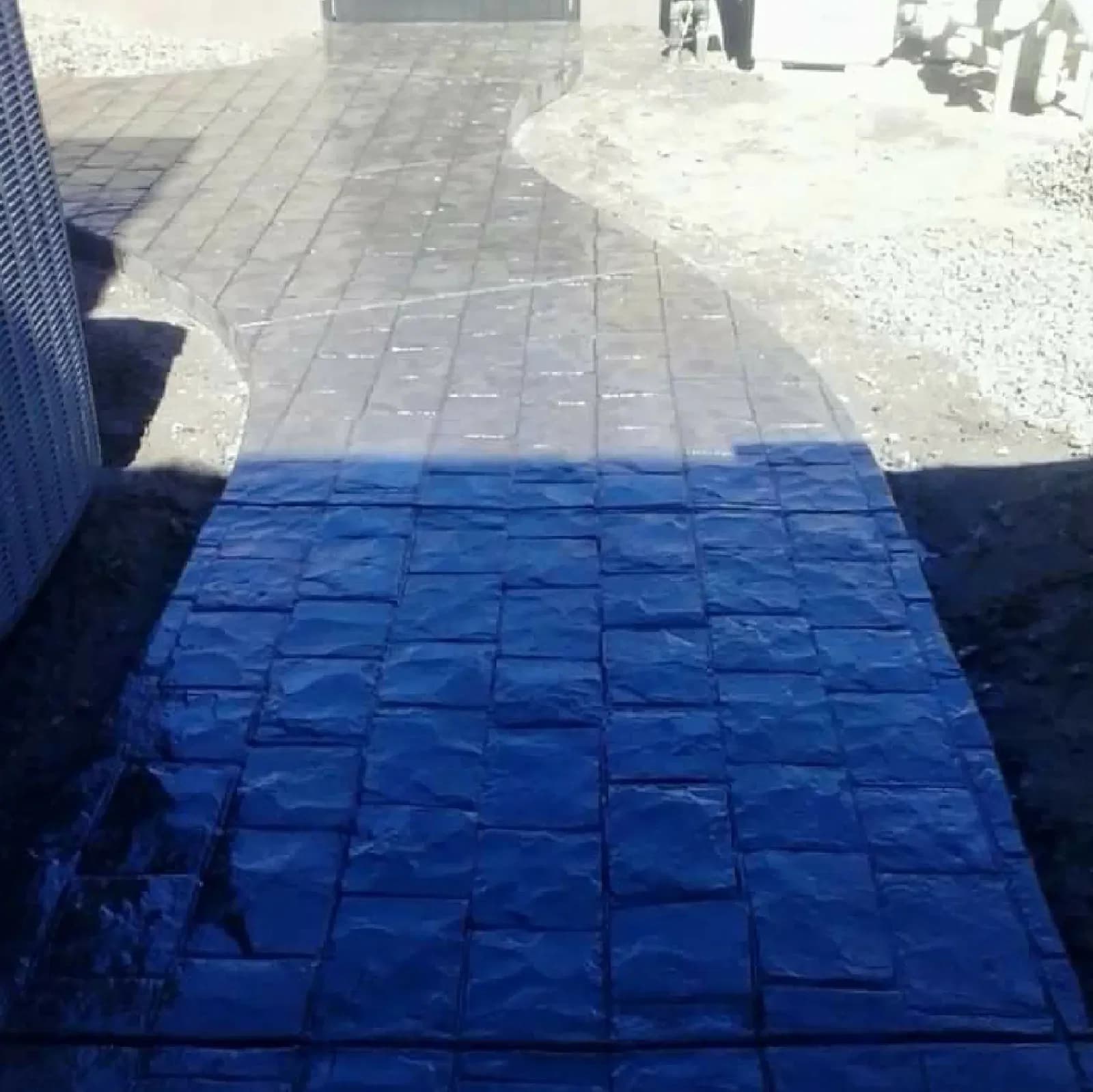 Custom stamped and stained concrete walkway