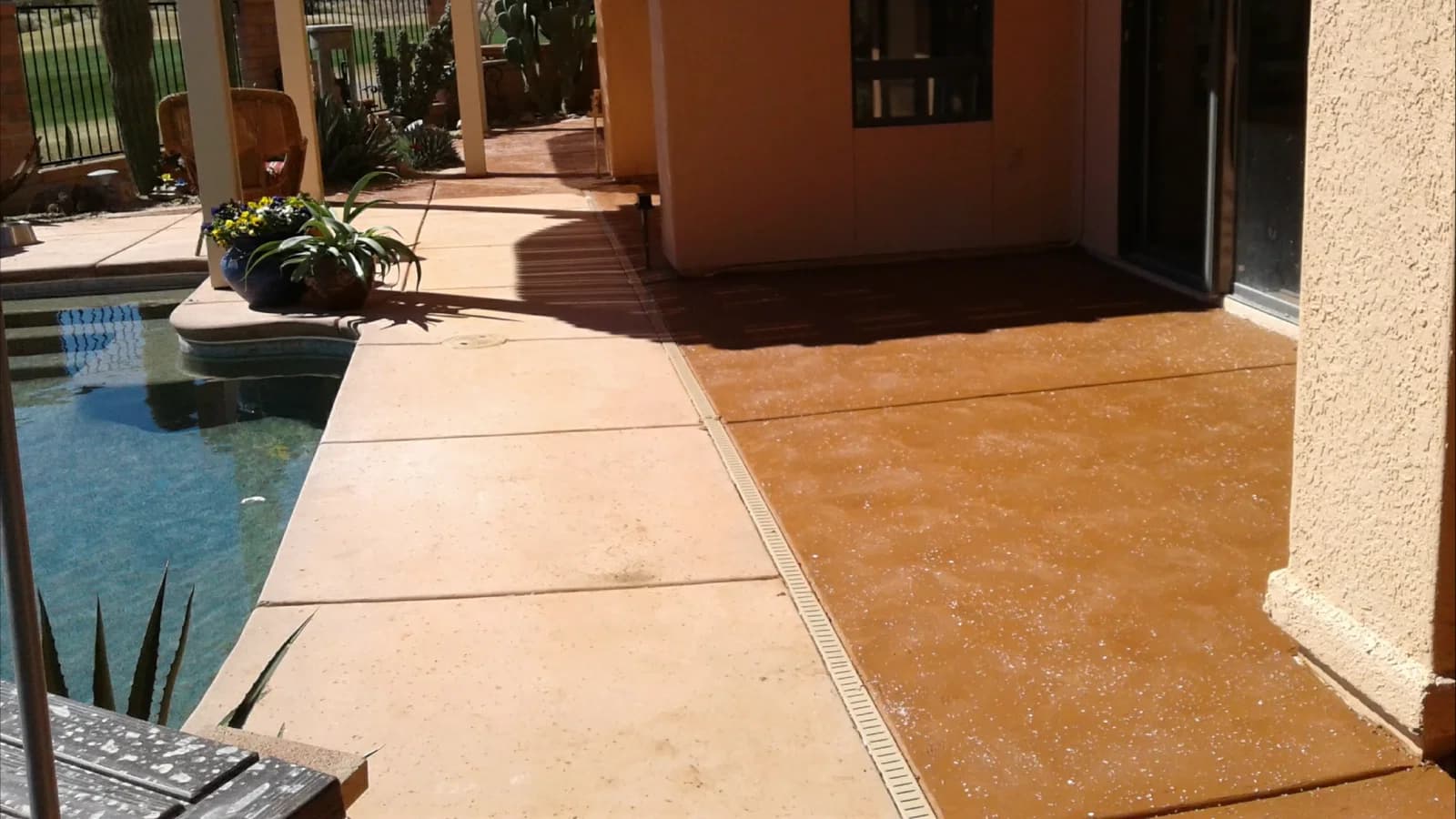 Stained concrete entry walkway at a Tucson-area home